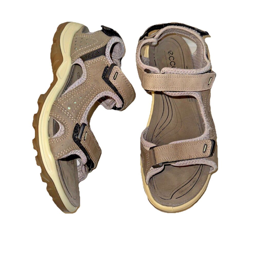 ECCO Yucatan Offroad Sport Sandals Womens 9.5 Taupe Beige Colorblock Comfort